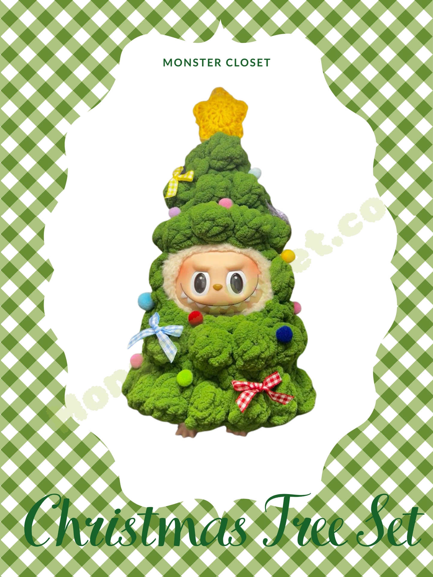 Monster Closet Labubu Clothes; Christmas tree outfit
