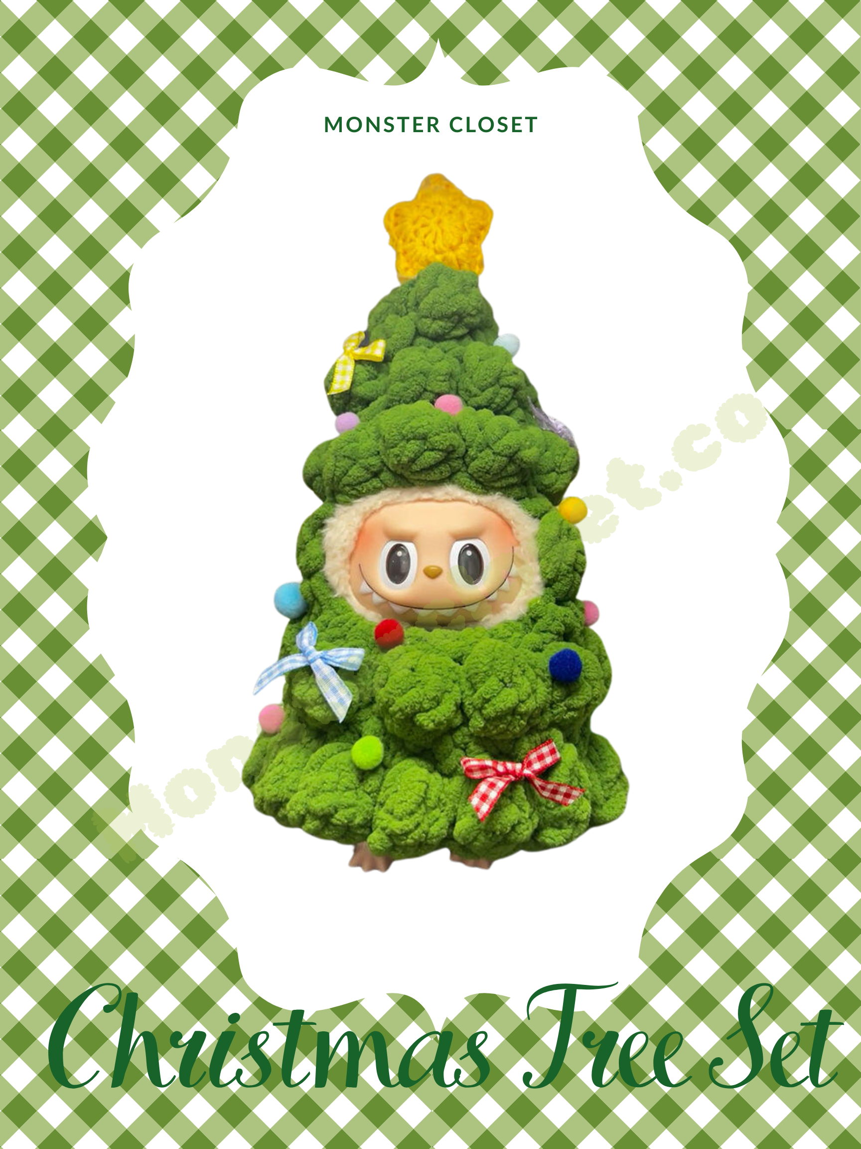 Monster Closet Labubu Clothes; Christmas tree outfit
